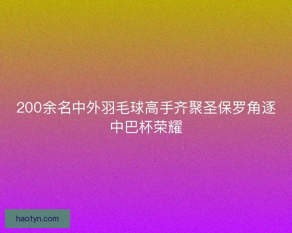 200余名中外羽毛球高手齐聚圣保罗角逐中巴杯荣耀